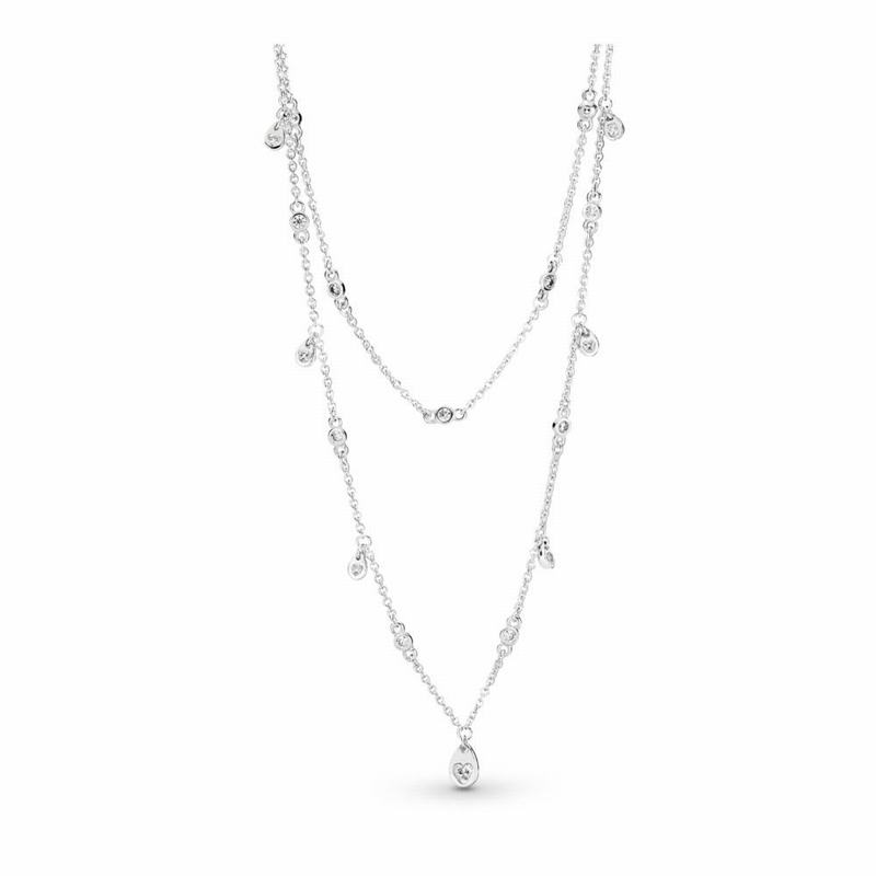 Pandora Chandelier Droplets Necklace - Sterling Silver/Cubic Zirconia - Canada | WD2173FE